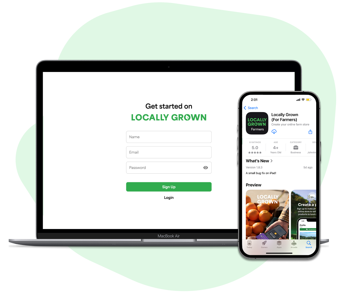 Locally Grown farmer sign up – create your free farm store